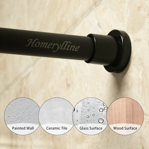 Adjustable 32-80 inch shower bar, 1-inch diameter spring tension bar, no drilling required, rust proof and anti slip shower bar