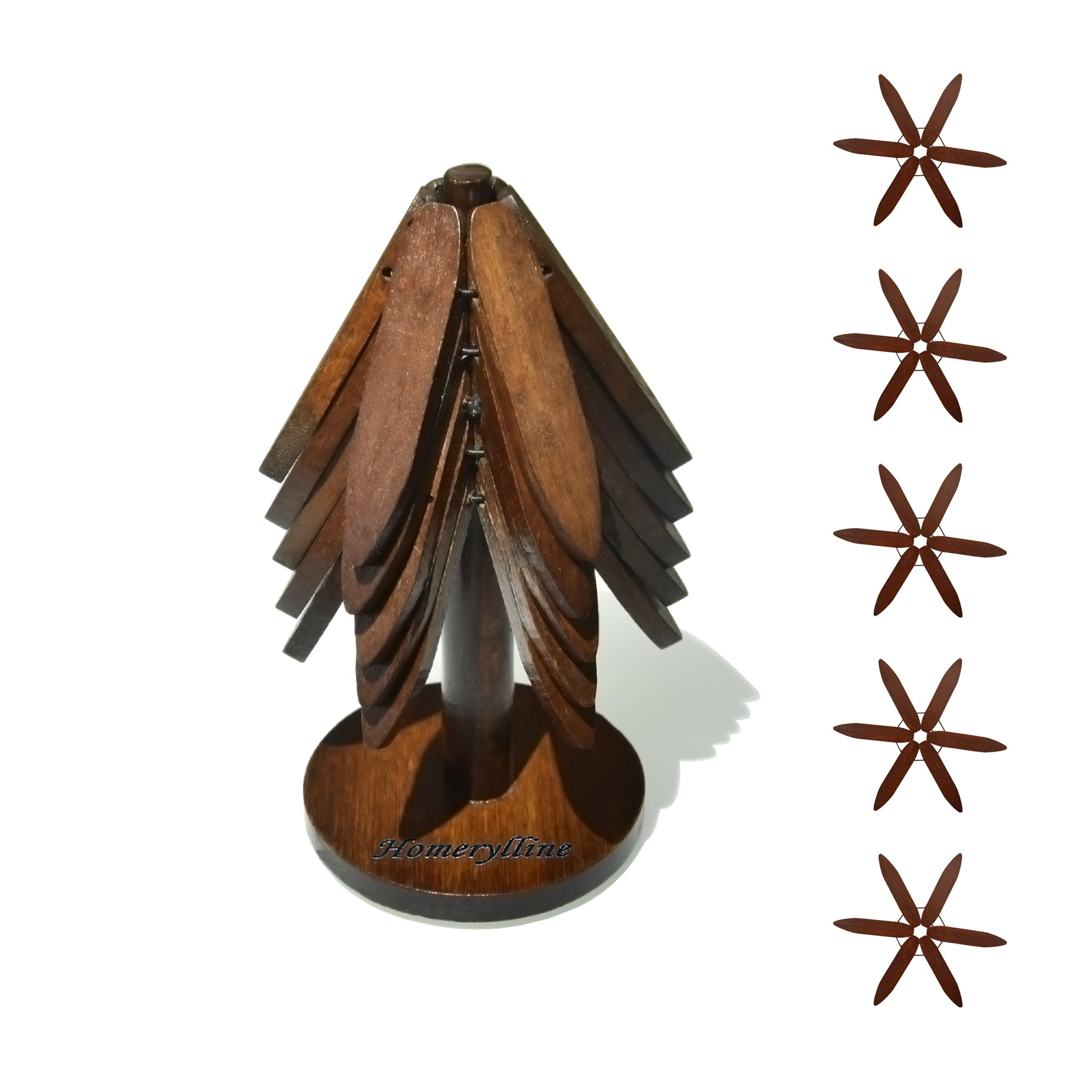 Bamboo Cup Coaster Set，Tree Shape Trivet Set,Tree Coasters- 5 bamboo Trivets + 1 Stand stored for hot Dish/Pot/Bowl/teapot/hot Pot Set (Brown)