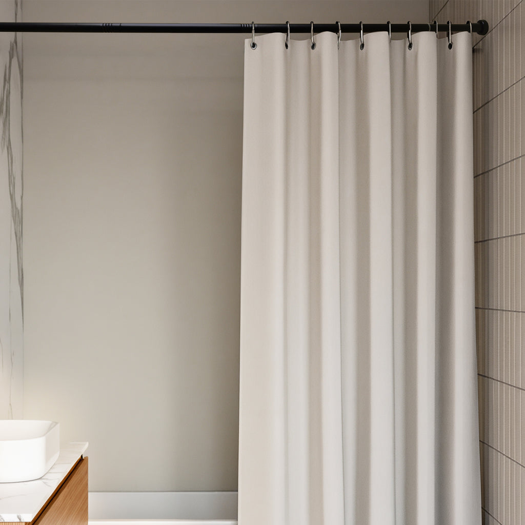 Adjustable 32-80 inch shower bar, 1-inch diameter spring tension bar, no drilling required, rust proof and anti slip shower bar