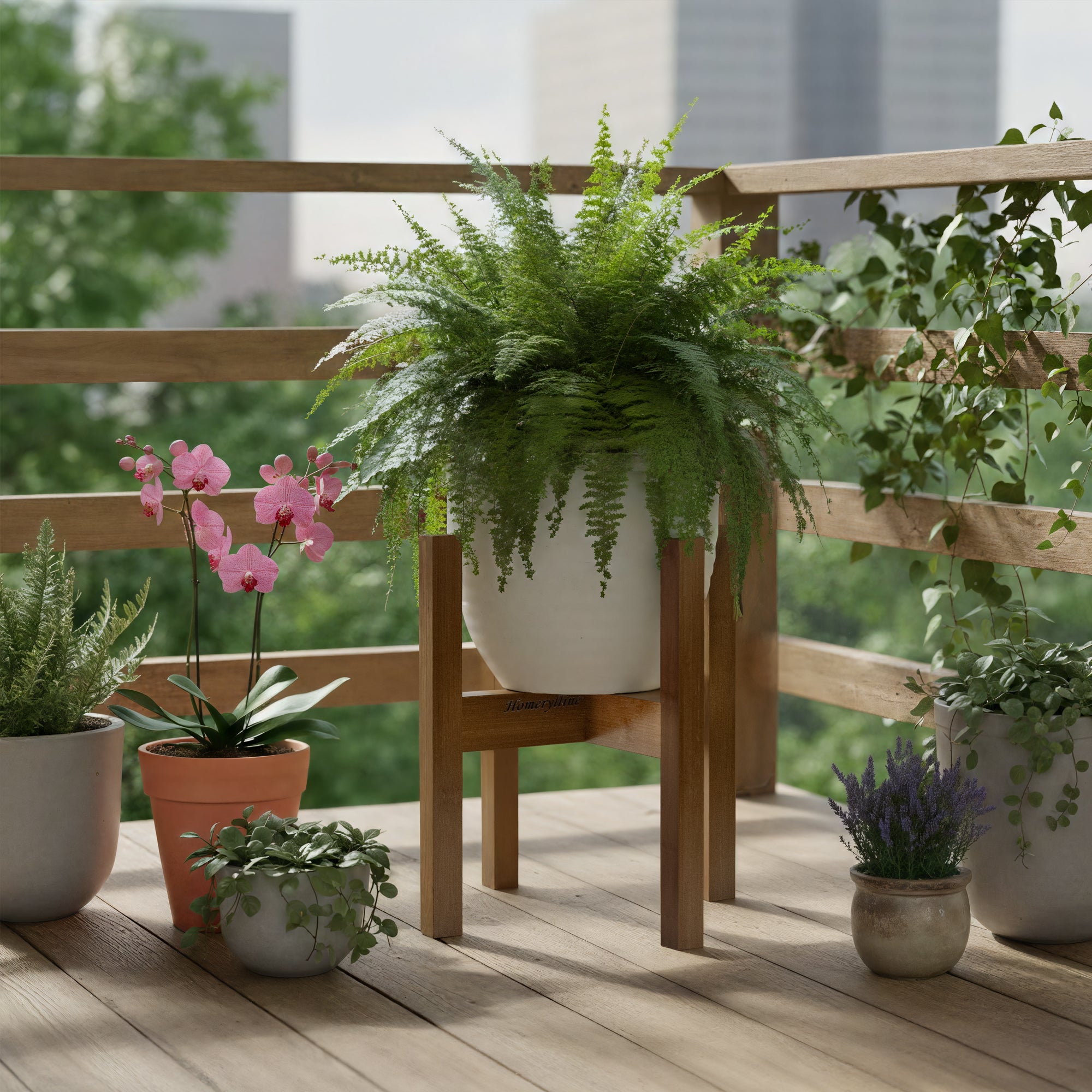 Adjustable plant Stand, bamboo plant Stand in medieval modern style, sturdy plant support, suitable for 8, 9, 10, 11, 12-inch flowerpots (excluding flowerpots and plants)