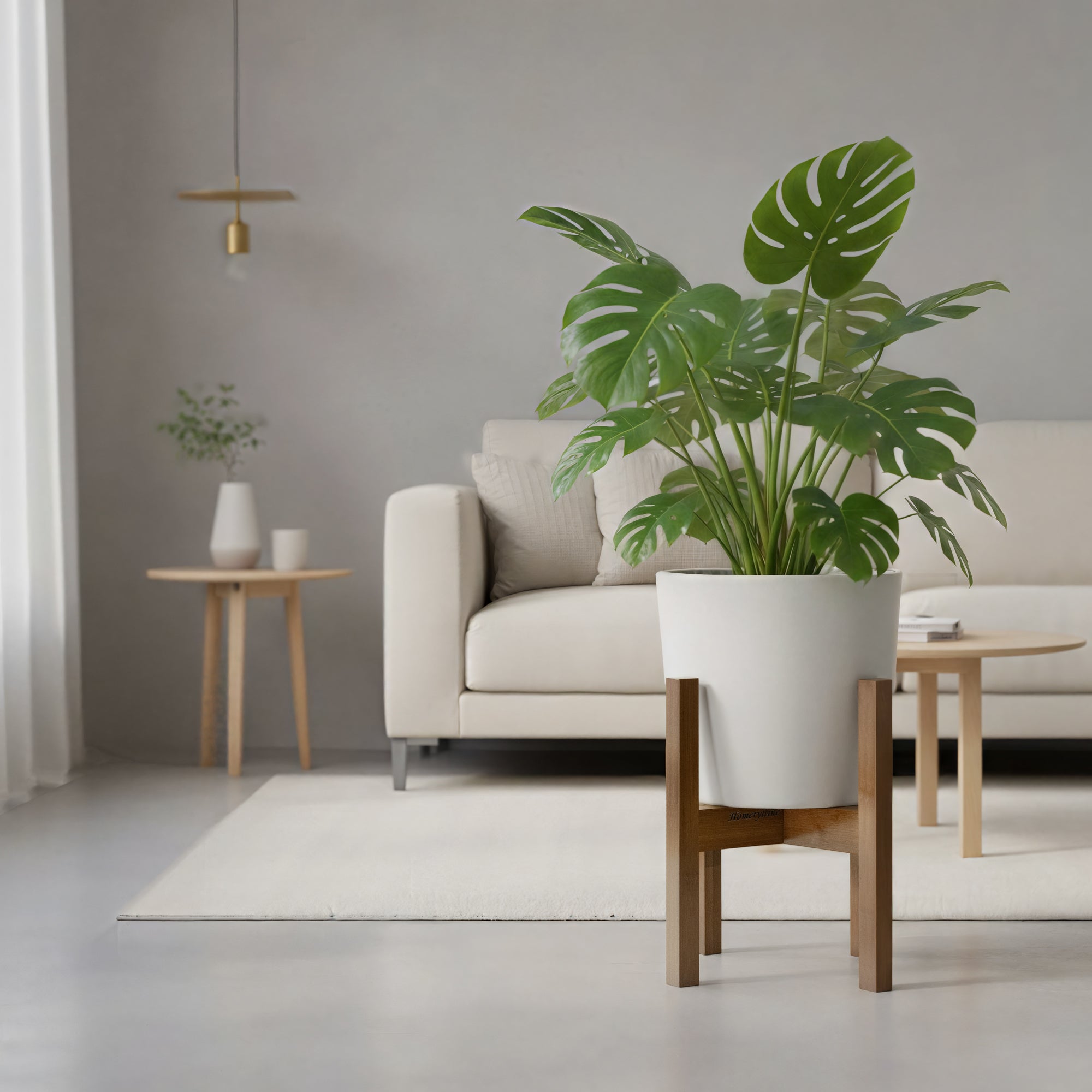 Adjustable plant Stand, bamboo plant Stand in medieval modern style, sturdy plant support, suitable for 8, 9, 10, 11, 12-inch flowerpots (excluding flowerpots and plants)
